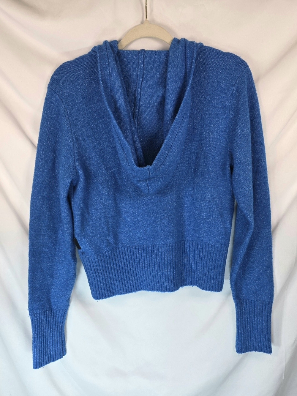 Calvin Klein Jeans Juniors M Knit Zip Up Hoodie Sweater Heather Blue Cropped Y2K - Picture 5 of 6